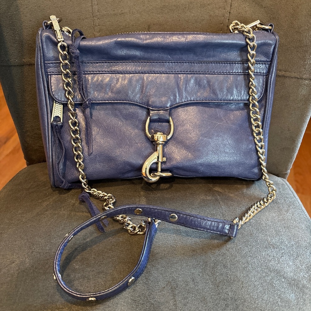 Rebecca Minkoff Periwinkle Blue Leather Crossbody Handbag KS4